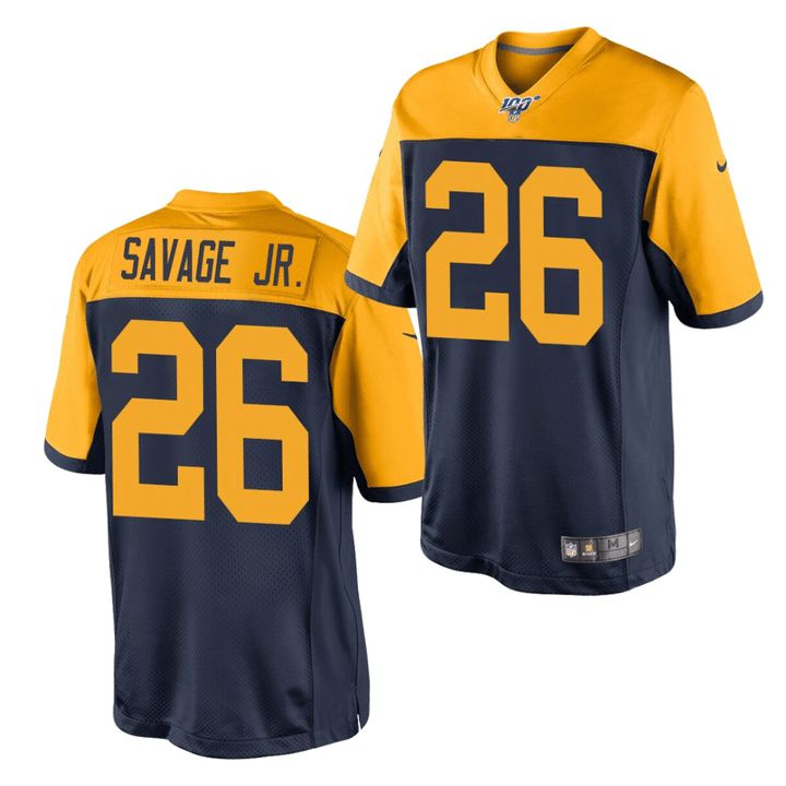 Men Green Bay Packers 26 Darnell Savage Jr Nike Navy 100th Throwback Game NFL Jersey